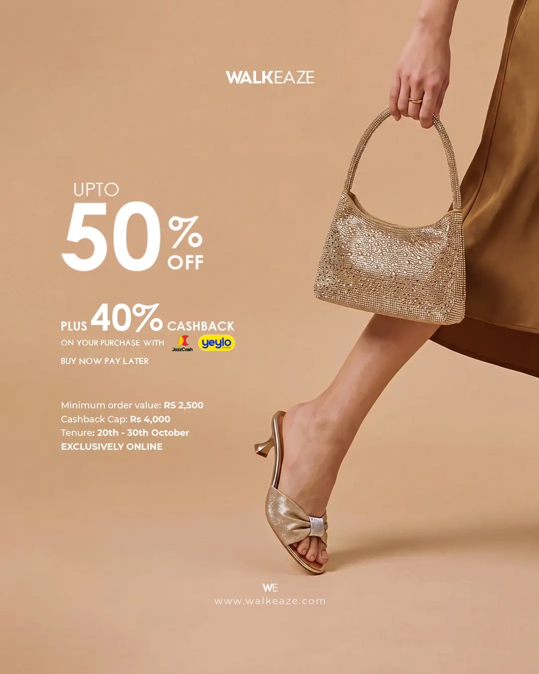 WalkEaze - Up To 50% Off Plus 40% Cashback With JazzCash And Yeylo